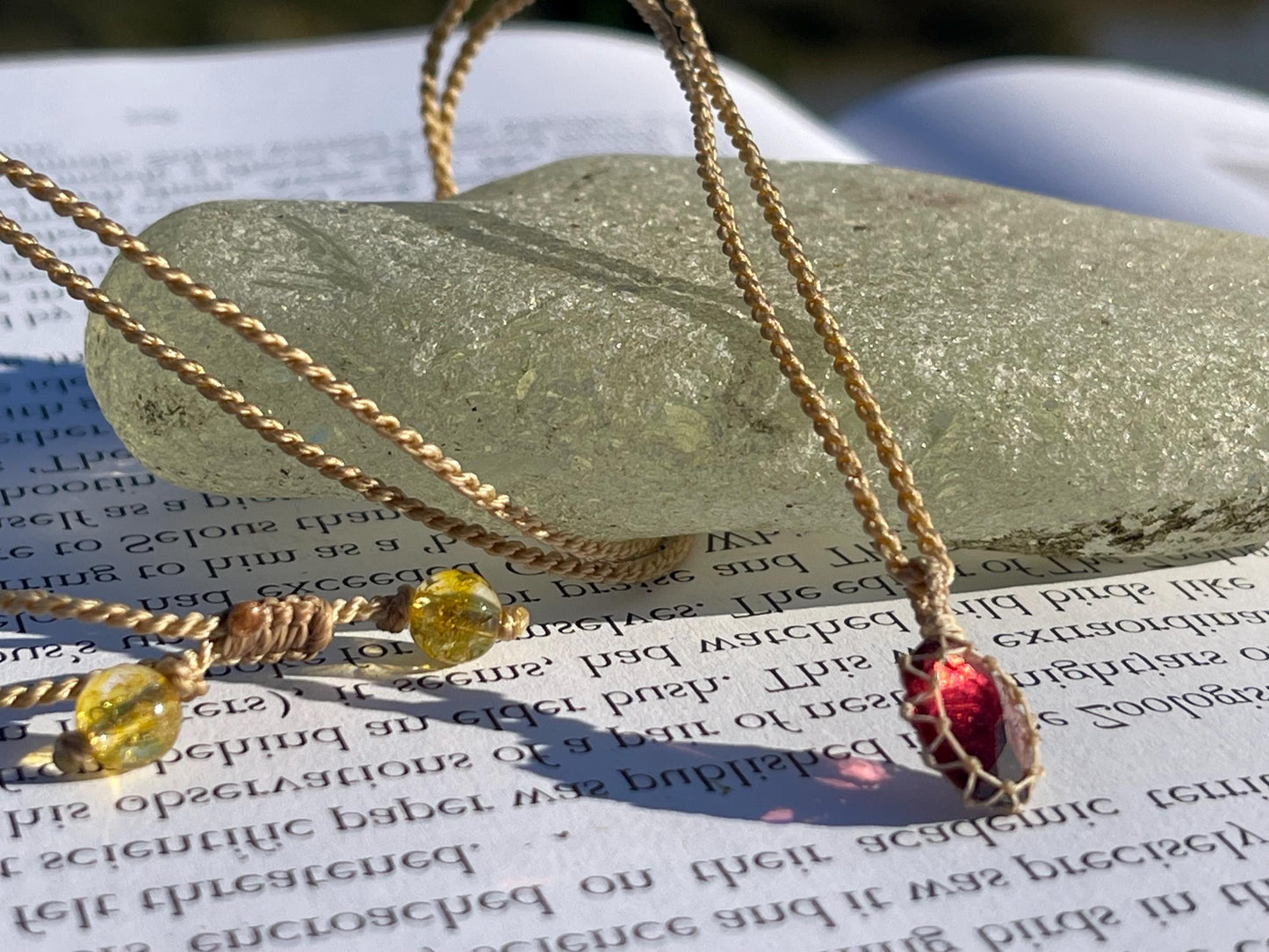 Stunning macrame garnet necklace on an adjustable cord. Handmade gemstone necklace, boho jewellery. Macrame jewellery. Unique necklace.