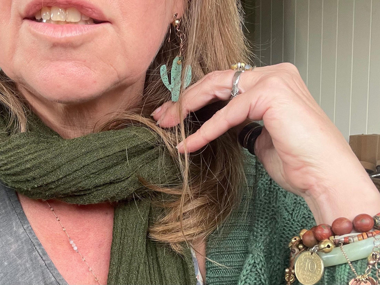 Eco friendly earrings made with sustainable cactus leather. Cruelty free, ethical, sustainable earrings. Eco friendly jewellery.