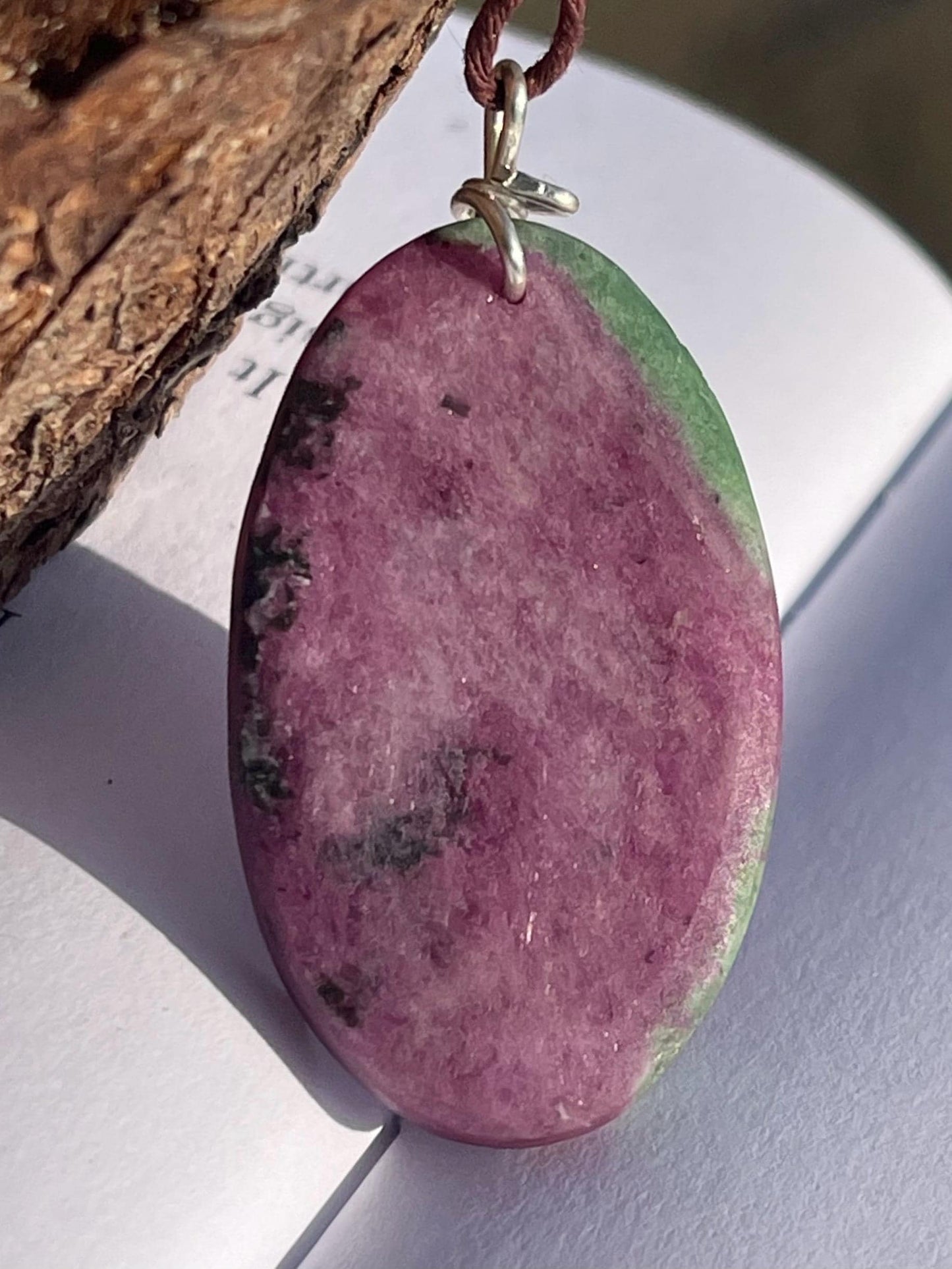 Ruby Fushsite necklace. Handmade necklace, gift for her, gift for him, unusual necklace, unique jewellery, ethical gift, ethical jewellery