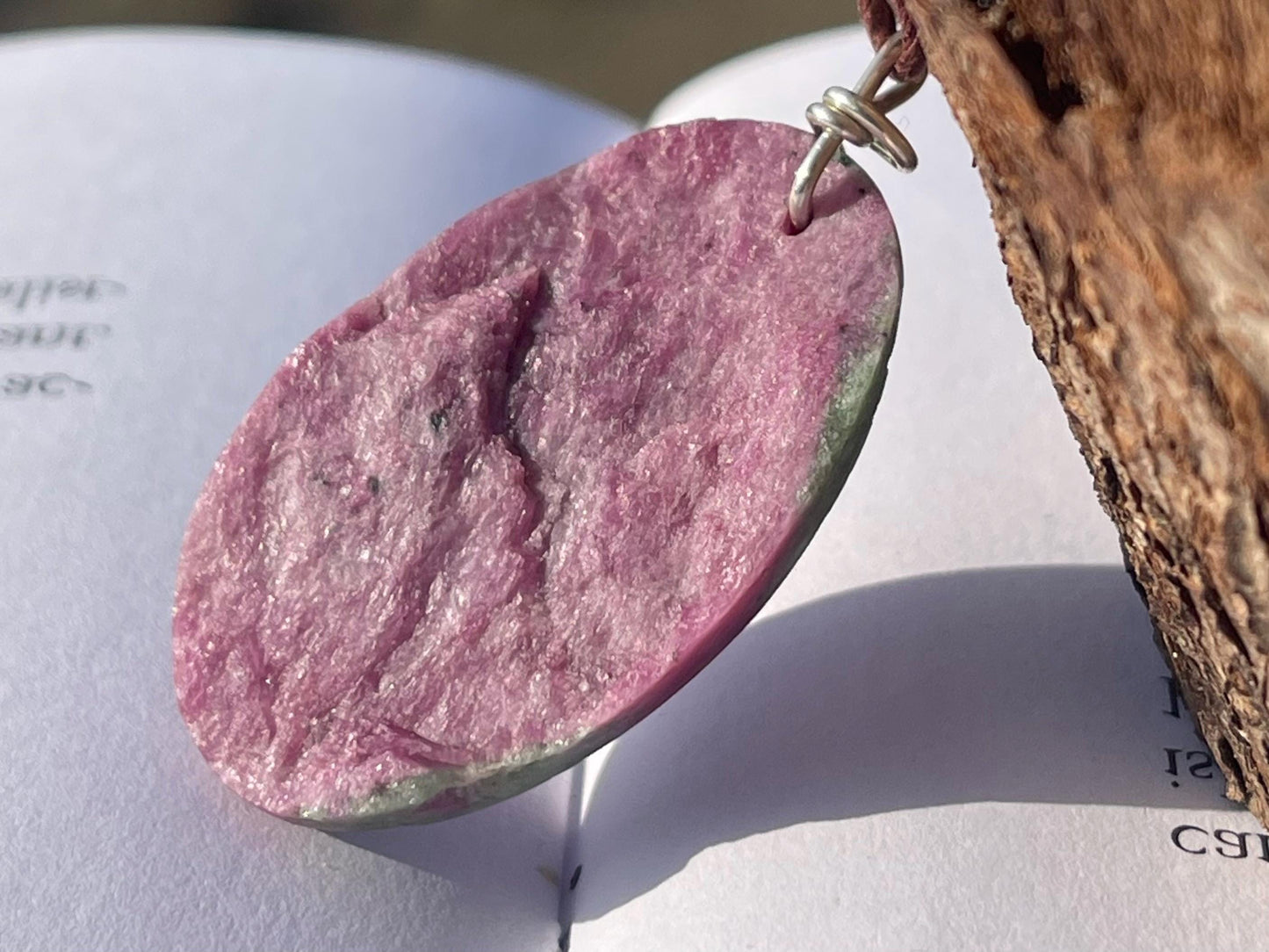 Ruby Fushsite necklace. Handmade necklace, gift for her, gift for him, unusual necklace, unique jewellery, ethical gift, ethical jewellery