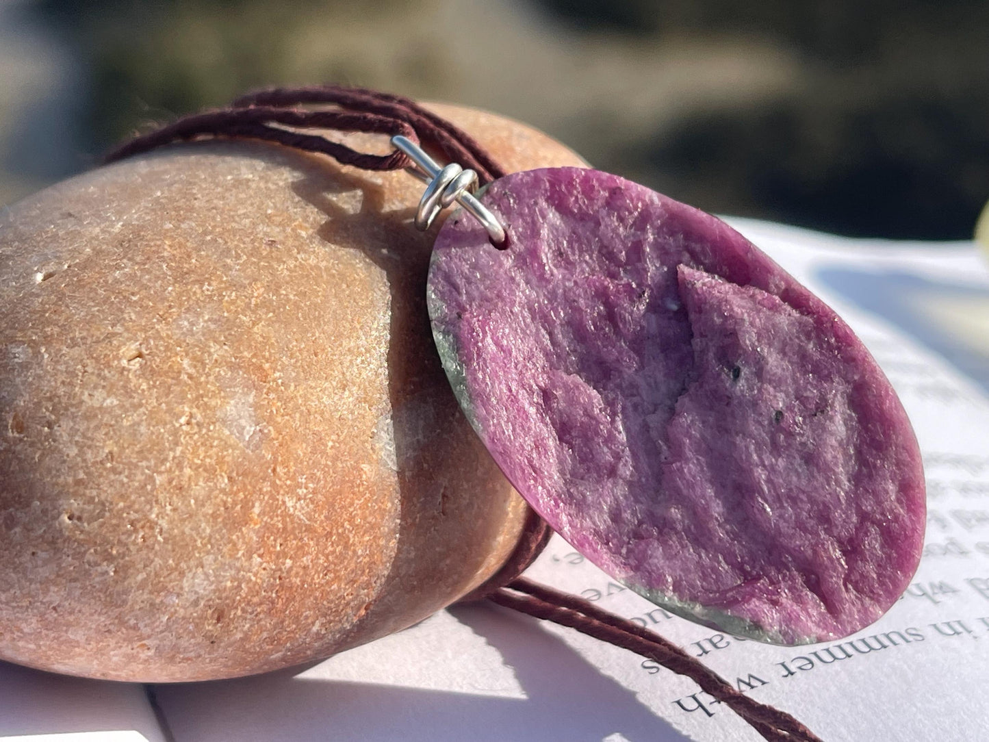 Ruby Fushsite necklace. Handmade necklace, gift for her, gift for him, unusual necklace, unique jewellery, ethical gift, ethical jewellery