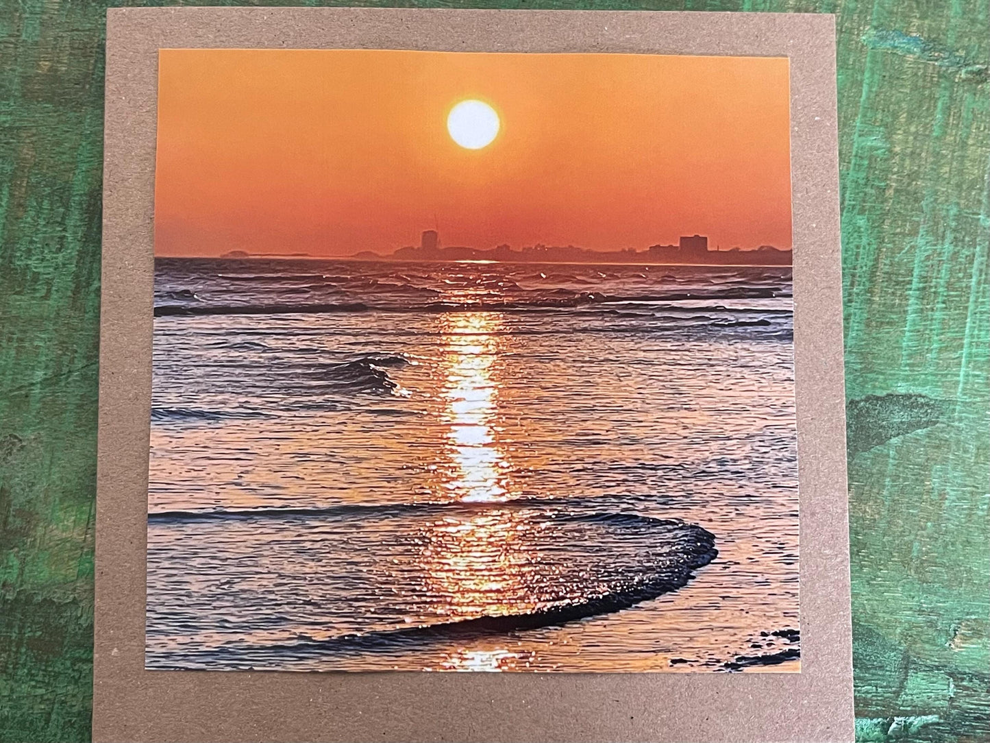 Sunset photo card. Handmade card, recycled card, seaside card, beach card, birthday card, eco friendly cards, eco card, recycled card