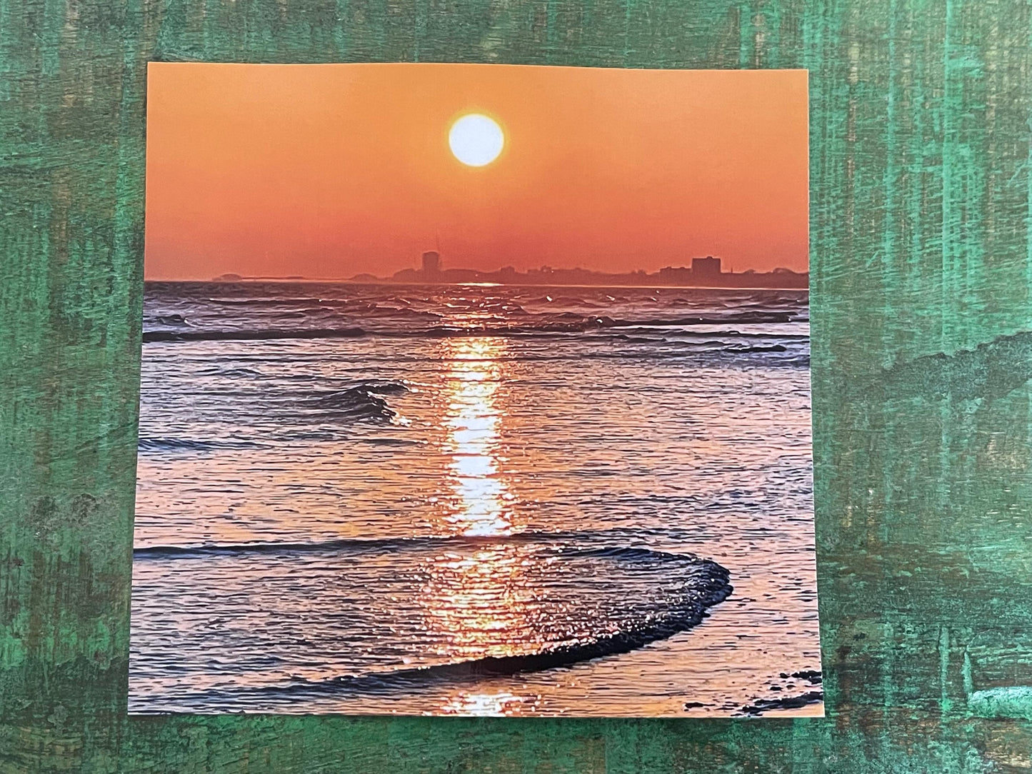Sunset photo card. Handmade card, recycled card, seaside card, beach card, birthday card, eco friendly cards, eco card, recycled card
