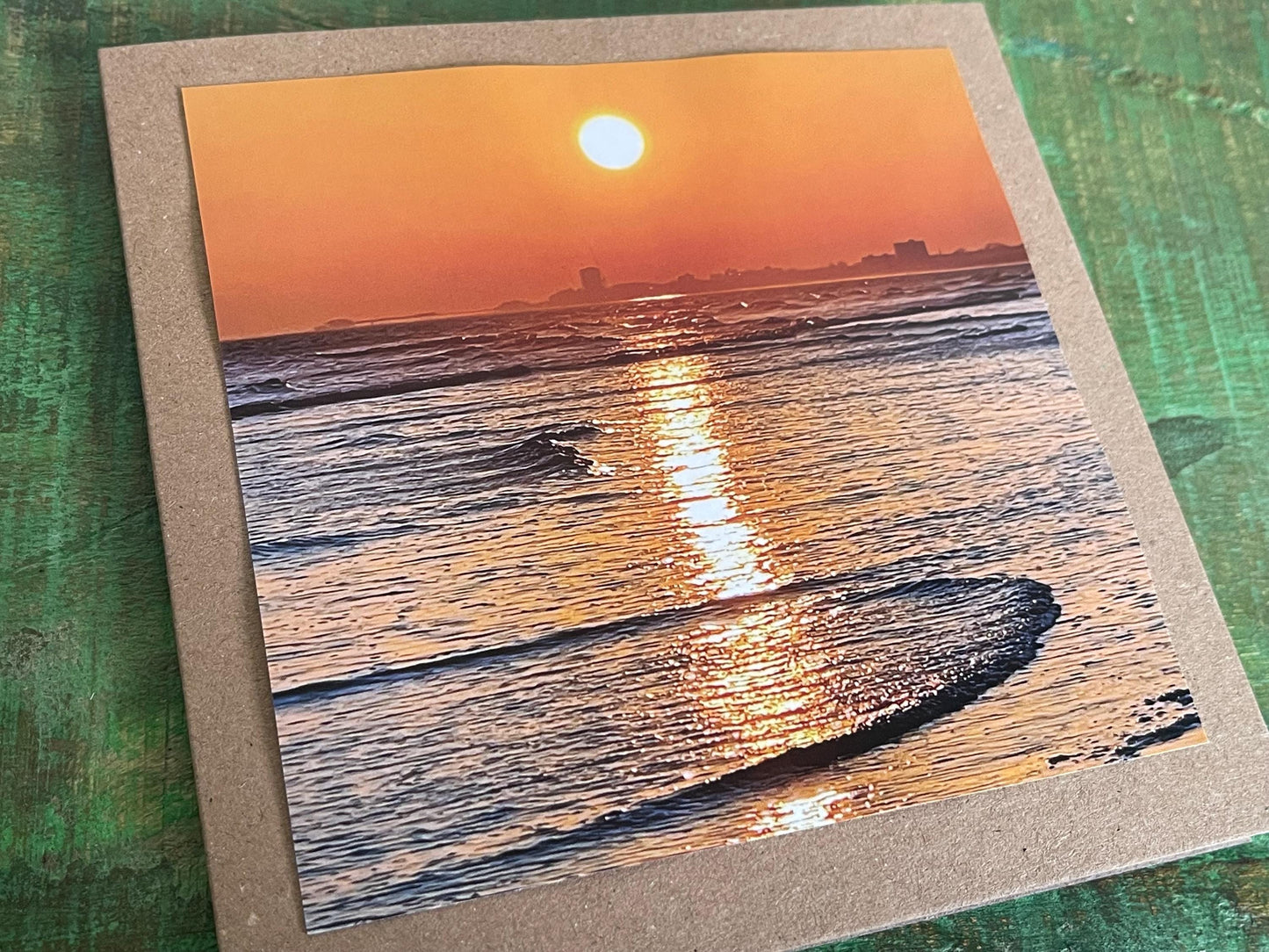 Sunset photo card. Handmade card, recycled card, seaside card, beach card, birthday card, eco friendly cards, eco card, recycled card