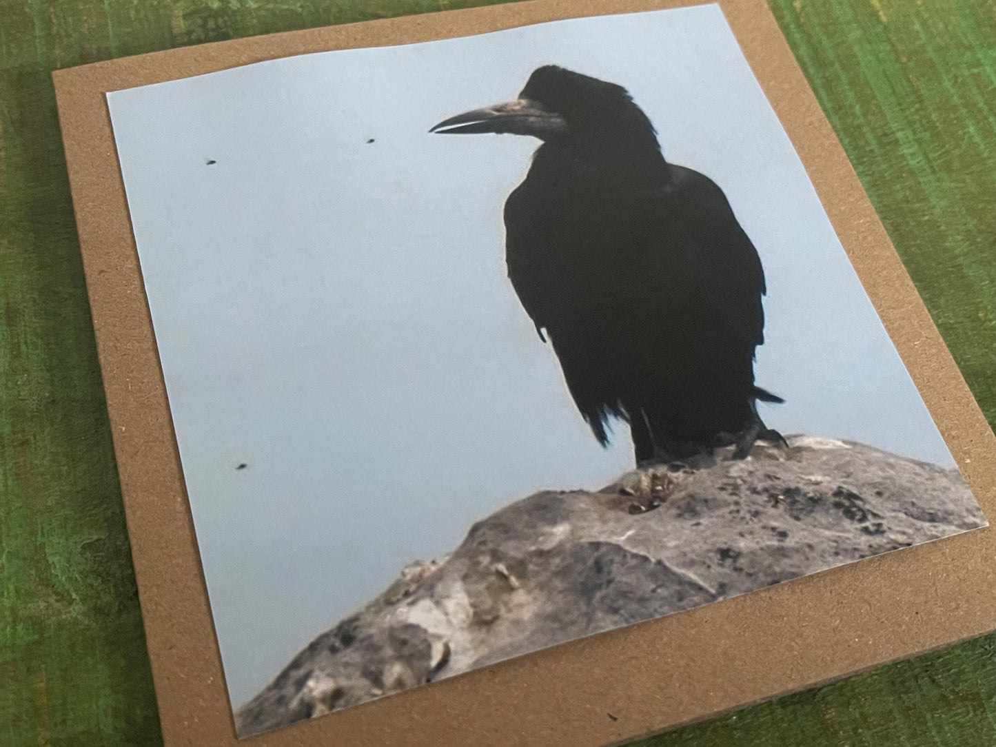 Watching flies - meditation card :) Crow card, recycled card, birthday card, Eco friendly card. Handmade card. Unusual card, blank gift card