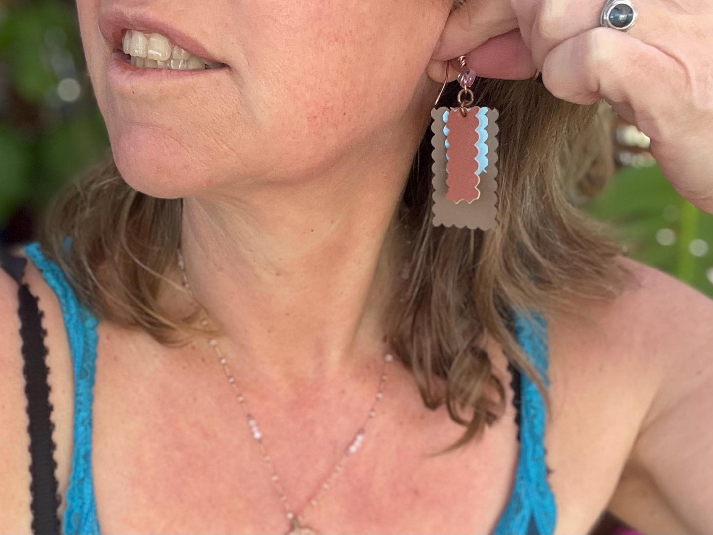 Eco friendly earrings made with sustainable cactus leather. Cruelty free, ethical, sustainable earrings. Eco friendly jewellery.