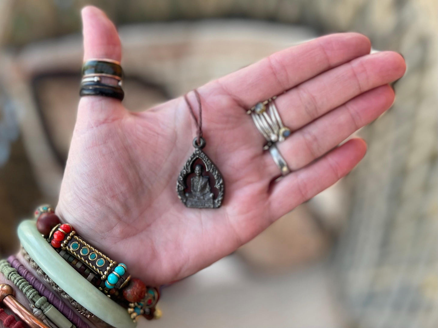 Vintage Thai Buddhist pendant. Antique Buddhist pendant. Thai amulet. Buddha necklace. Buddha jewellery. Yoga jewellery. Vintage necklaces.