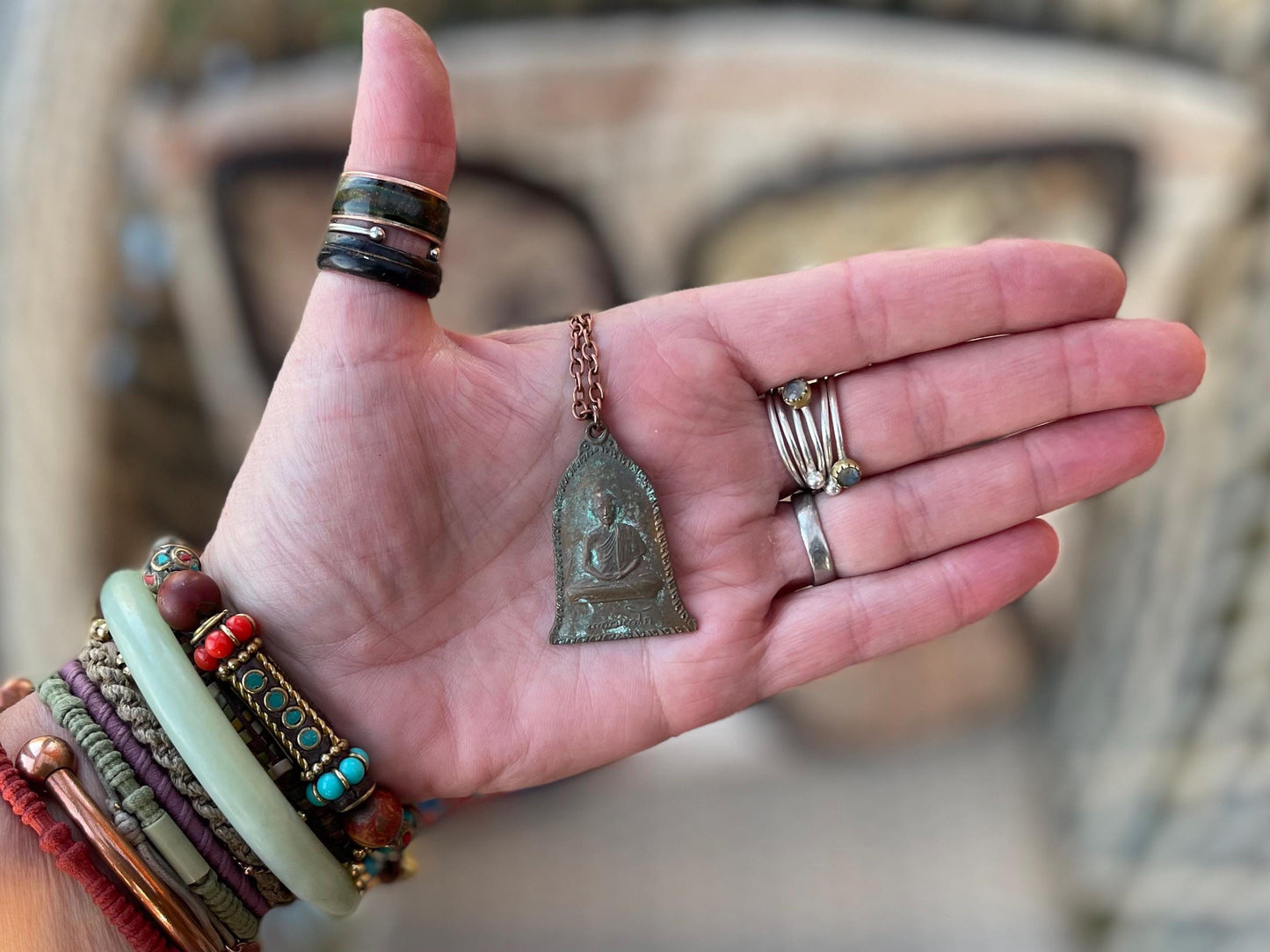 Vintage Thai Buddhist pendant. Antique Buddhist pendant. Thai amulet. Buddha necklace. Buddha jewellery. Yoga jewellery. Vintage necklaces.