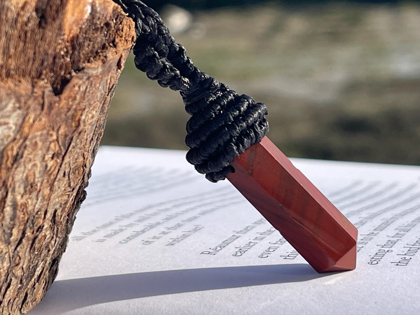 Stunning macrame jasper necklace on an adjustable cord. Handmade gemstone necklace, boho jewellery. Macrame jewellery. Unique necklace.