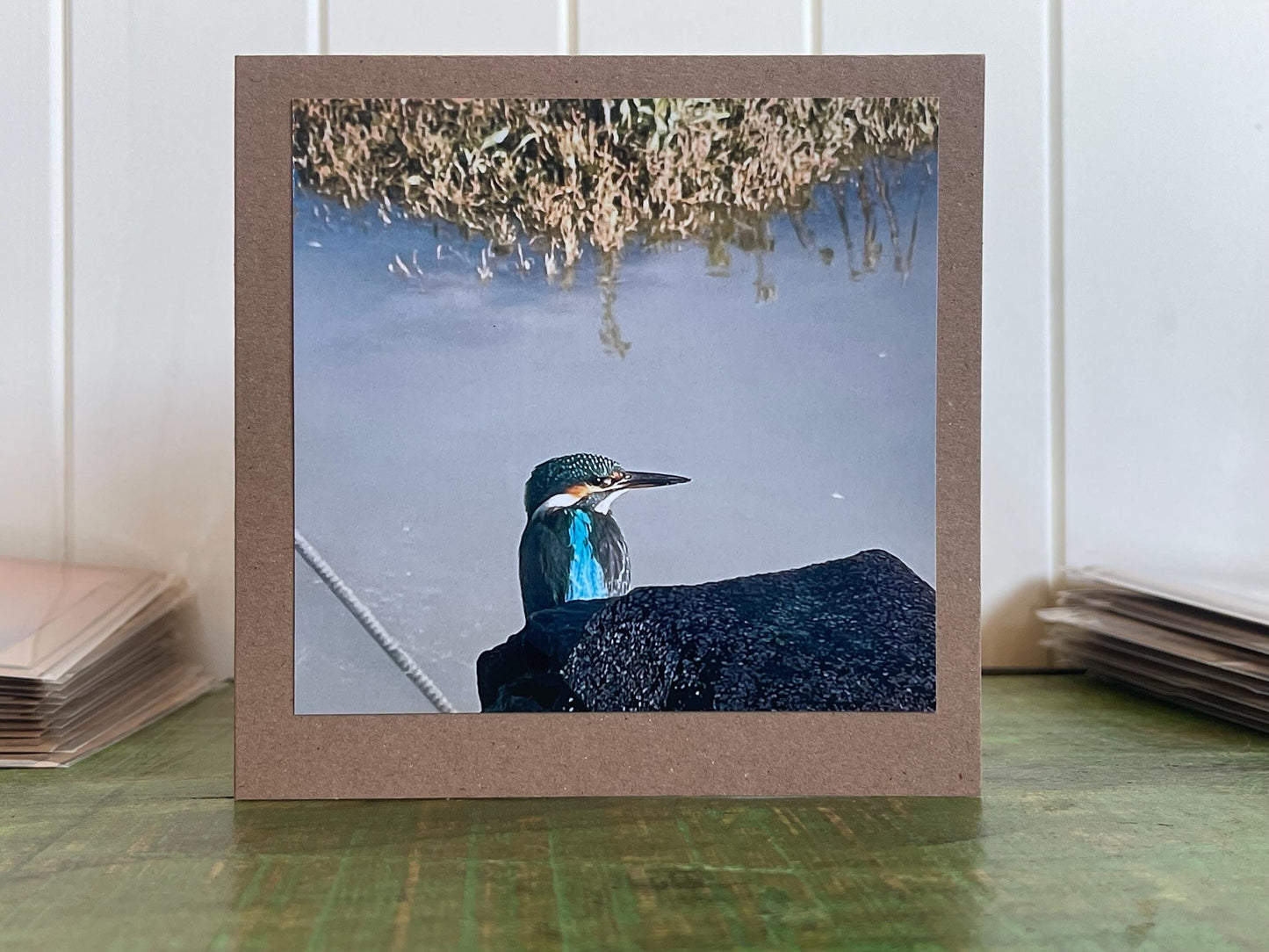 Kingfisher card, handmade card, gift for her, nature card. Recycled card, eco friendly card. Wildlife photo card, bird card, seaside card