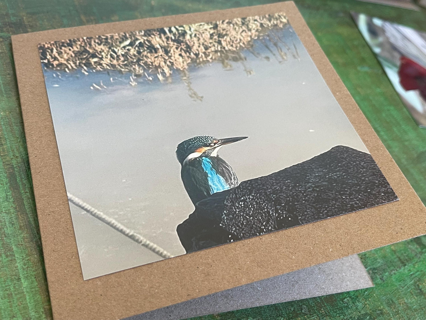 Kingfisher card, handmade card, gift for her, nature card. Recycled card, eco friendly card. Wildlife photo card, bird card, seaside card