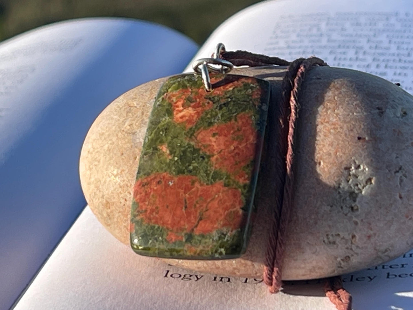 Unakite necklace, boho necklace, ethical jewellery, gift for him, handmade necklace for a man, gemstone gift for her, unique necklace.