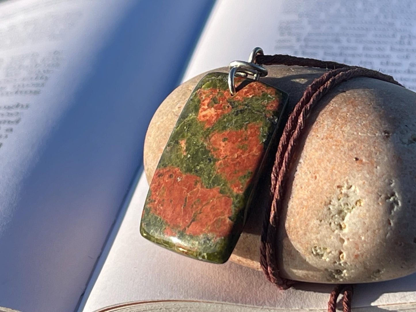 Unakite necklace, boho necklace, ethical jewellery, gift for him, handmade necklace for a man, gemstone gift for her, unique necklace.