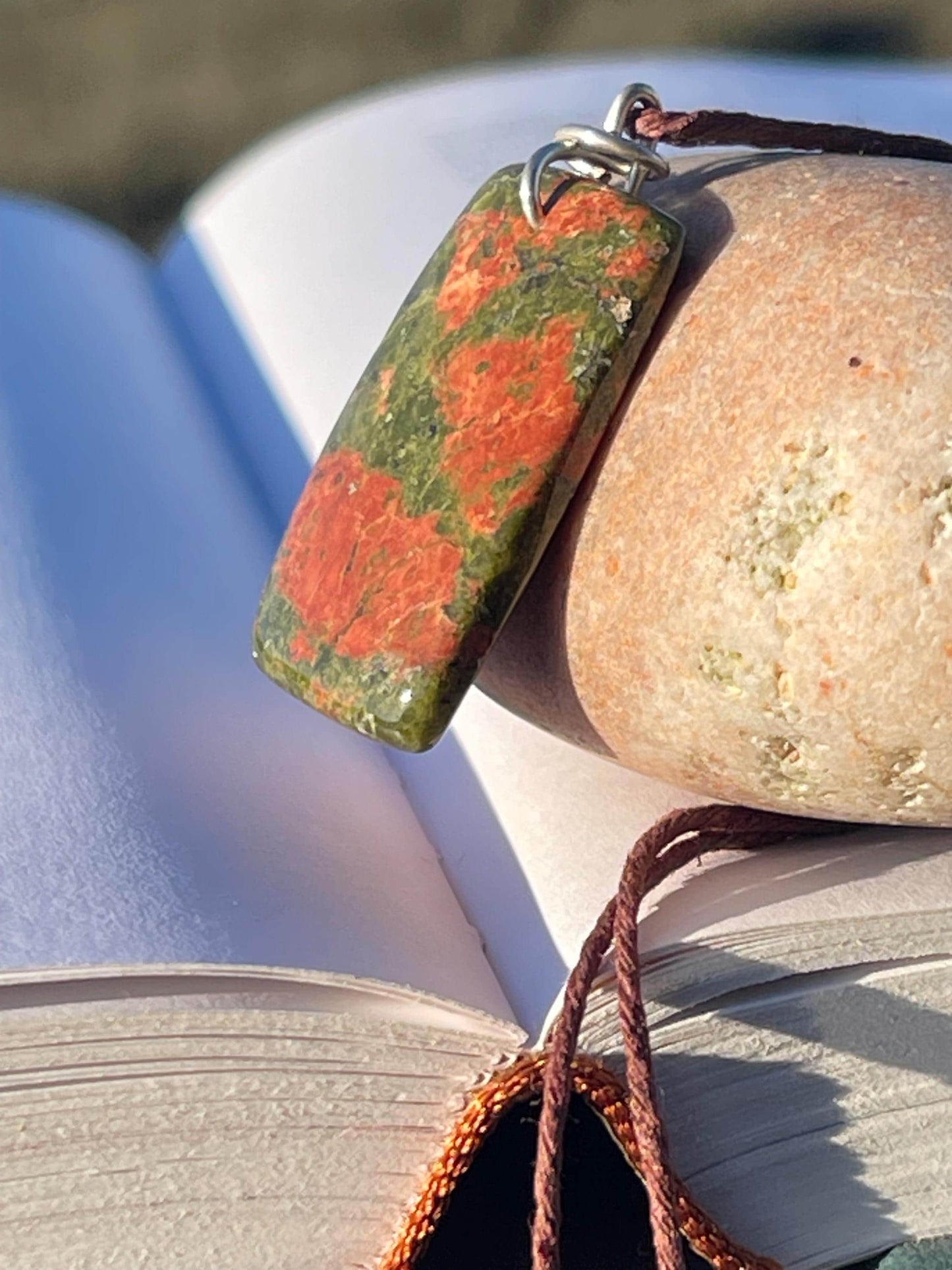 Unakite necklace, boho necklace, ethical jewellery, gift for him, handmade necklace for a man, gemstone gift for her, unique necklace.