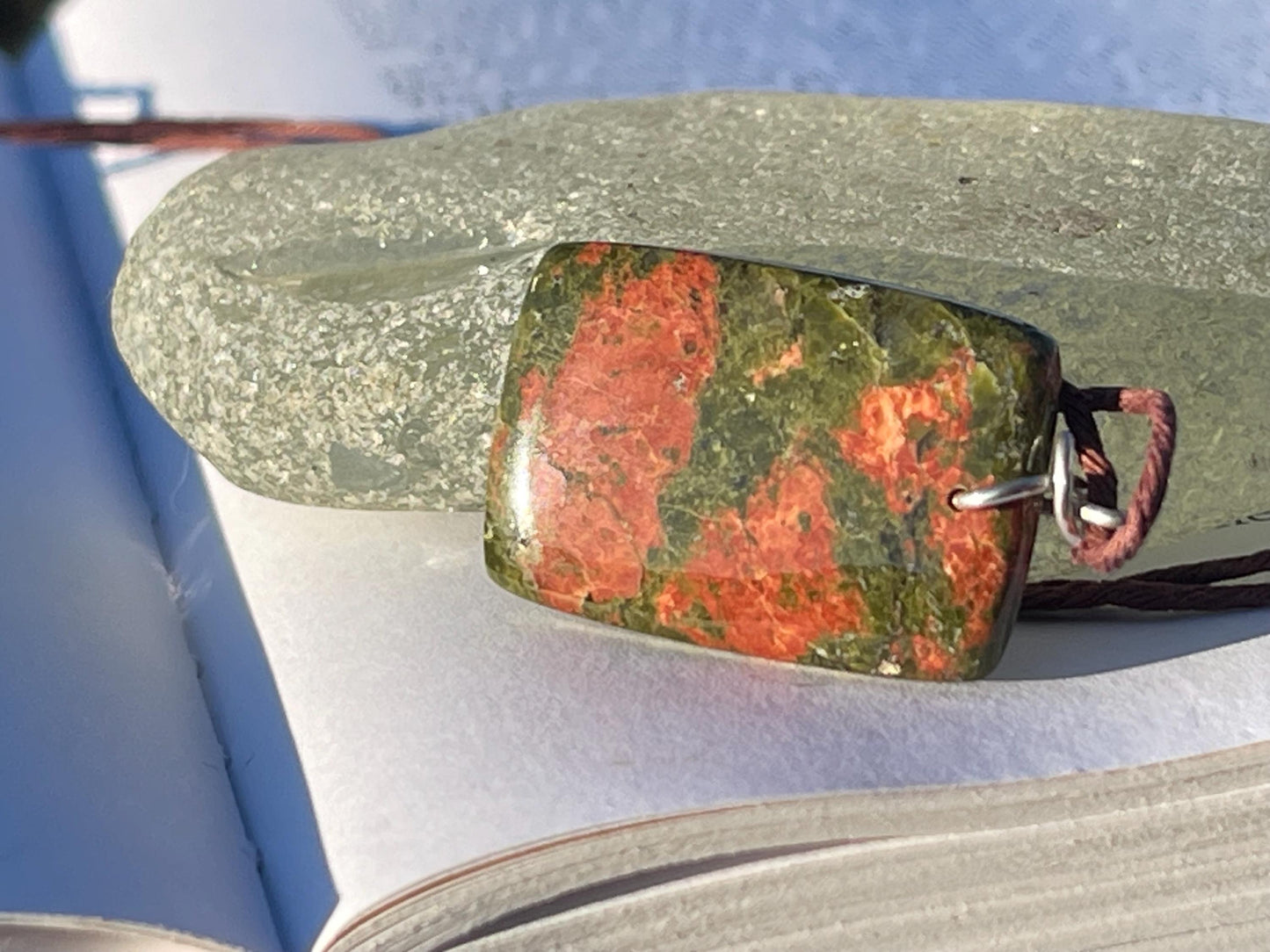 Unakite necklace, boho necklace, ethical jewellery, gift for him, handmade necklace for a man, gemstone gift for her, unique necklace.