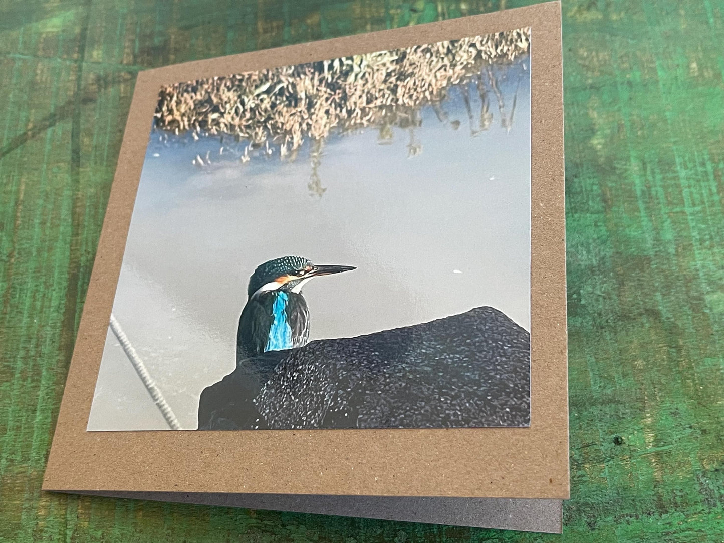 Kingfisher card, handmade card, gift for her, nature card. Recycled card, eco friendly card. Wildlife photo card, bird card, seaside card