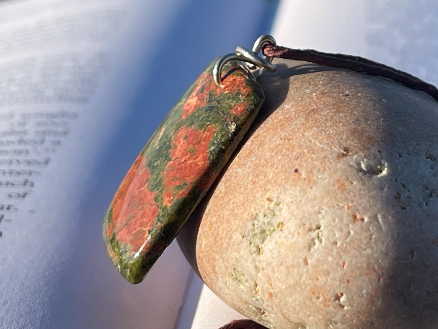 Unakite necklace, boho necklace, ethical jewellery, gift for him, handmade necklace for a man, gemstone gift for her, unique necklace.