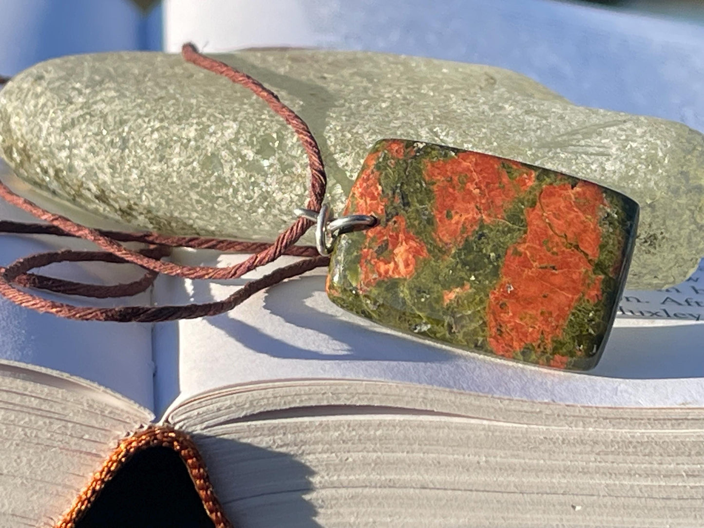 Unakite necklace, boho necklace, ethical jewellery, gift for him, handmade necklace for a man, gemstone gift for her, unique necklace.