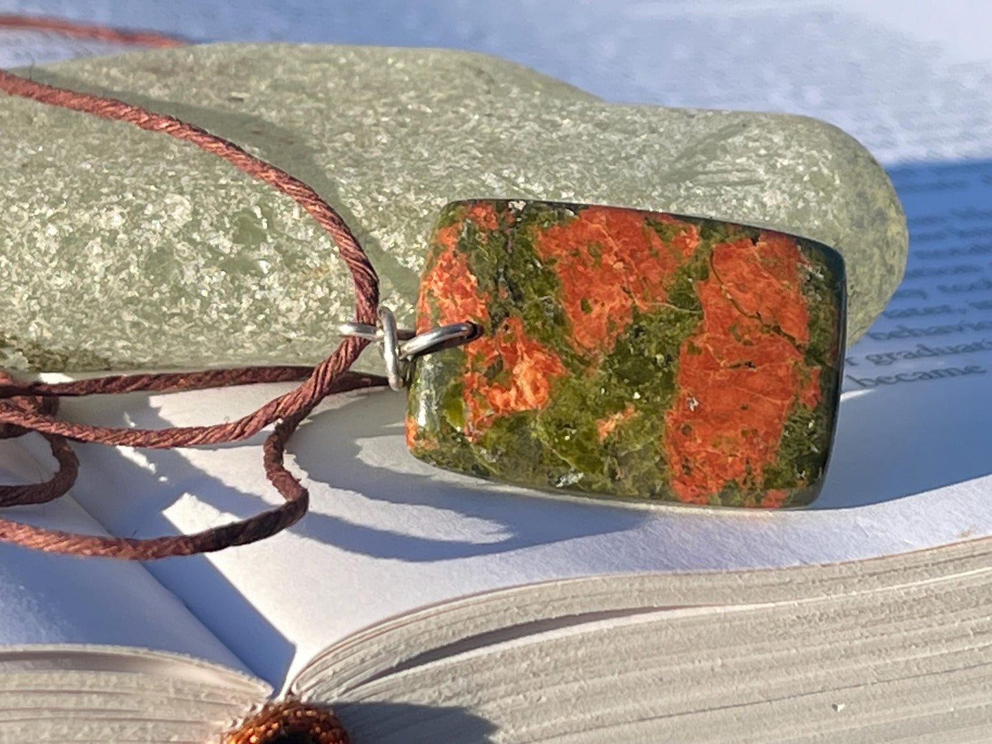 Unakite necklace, boho necklace, ethical jewellery, gift for him, handmade necklace for a man, gemstone gift for her, unique necklace.