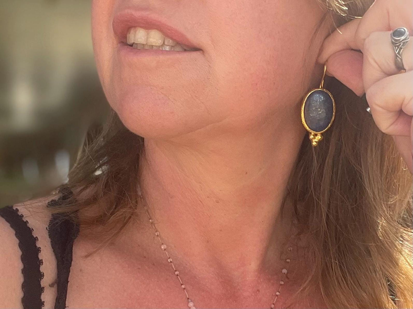 Vintage earrings, eco friendly earrings, ethical jewellery, lapis earrings, lapis jewellery. Retro earrings, boho earrings, gift for her