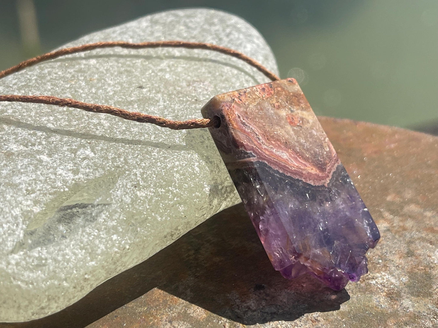 Amethyst pendant, amethyst necklace, amethyst jewellery, gift for him, boho handmade necklace,  romantic gift for her, ethical jewellery