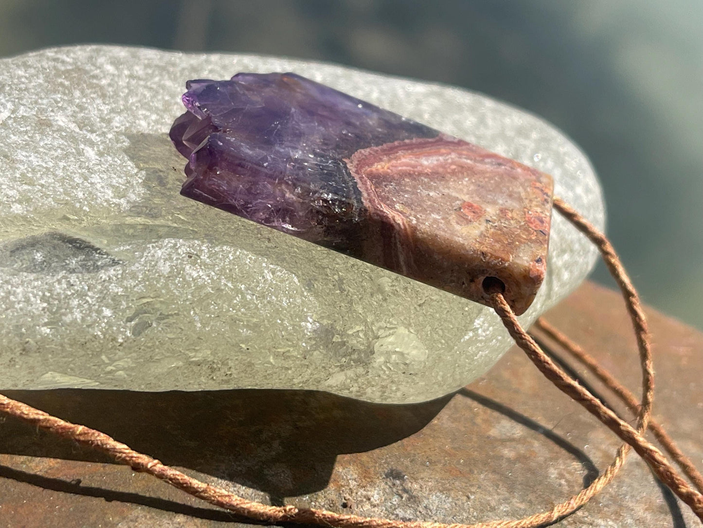 Amethyst pendant, amethyst necklace, amethyst jewellery, gift for him, boho handmade necklace,  romantic gift for her, ethical jewellery