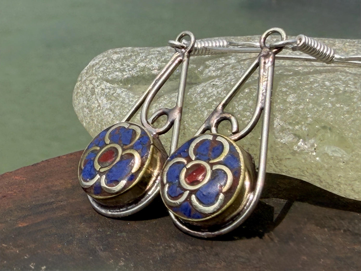 Forget me not earrings, flower earrings, boho gift for her, remembrance gift, boho earrings, gardeners gift, boho earrings. Floral earrings