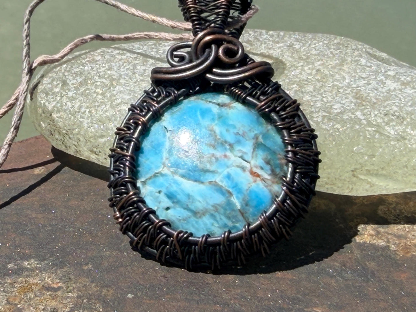 Apatite necklace, Apatite pendant, blue necklace. Handmade necklace, boho jewellery, boho jewelry, ethical jewellery, sustainable fashion