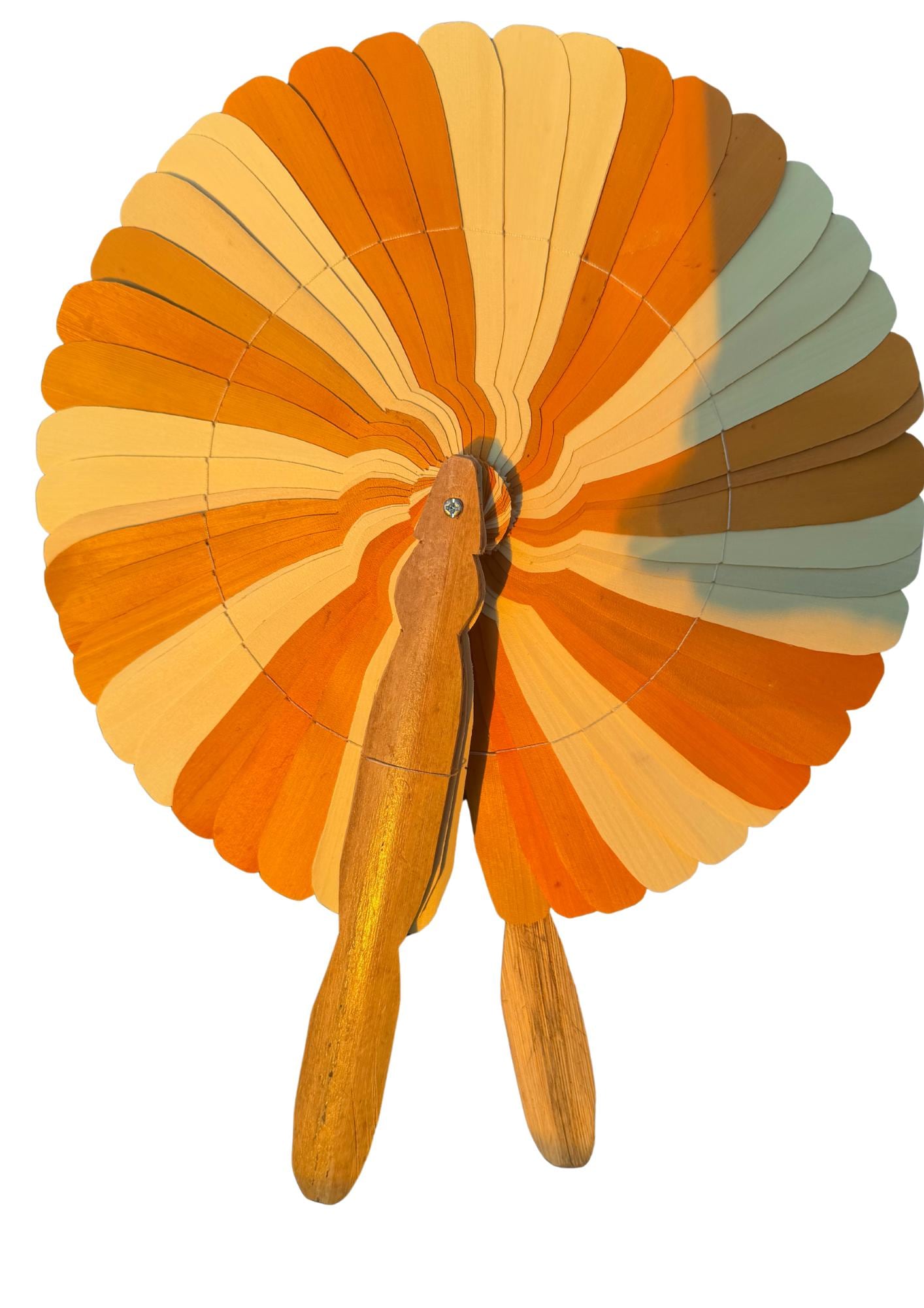 Absolutely beautiful eco friendly handheld bamboo fans. A wide range of colours. Large handmade fans. Eco gifts. Red, orange, green, purple.