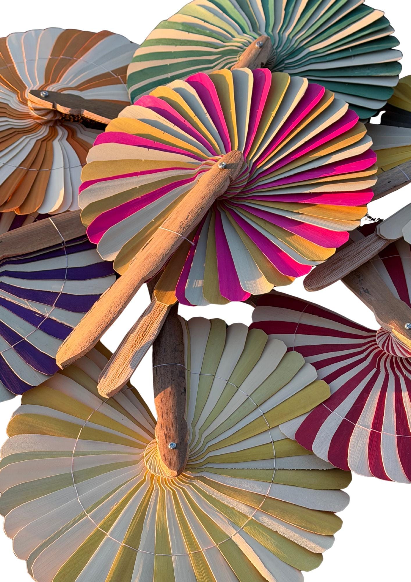 Absolutely beautiful eco friendly handheld bamboo fans. A wide range of colours. Large handmade fans. Eco gifts. Red, orange, green, purple.