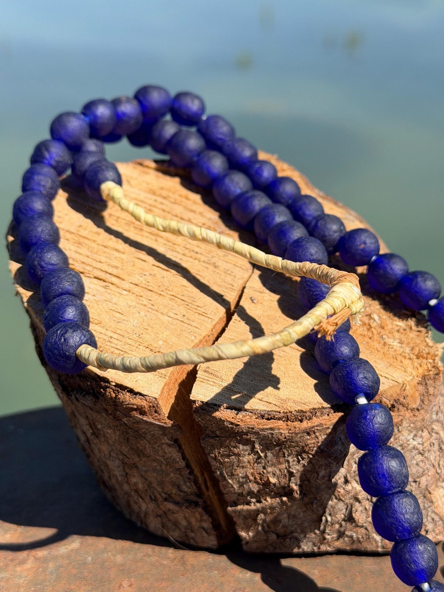 Fabulous bright blue handmade bead necklace. Eco friendly jewellery. Ethical and sustainable gift. Large statement necklace. Big necklace.