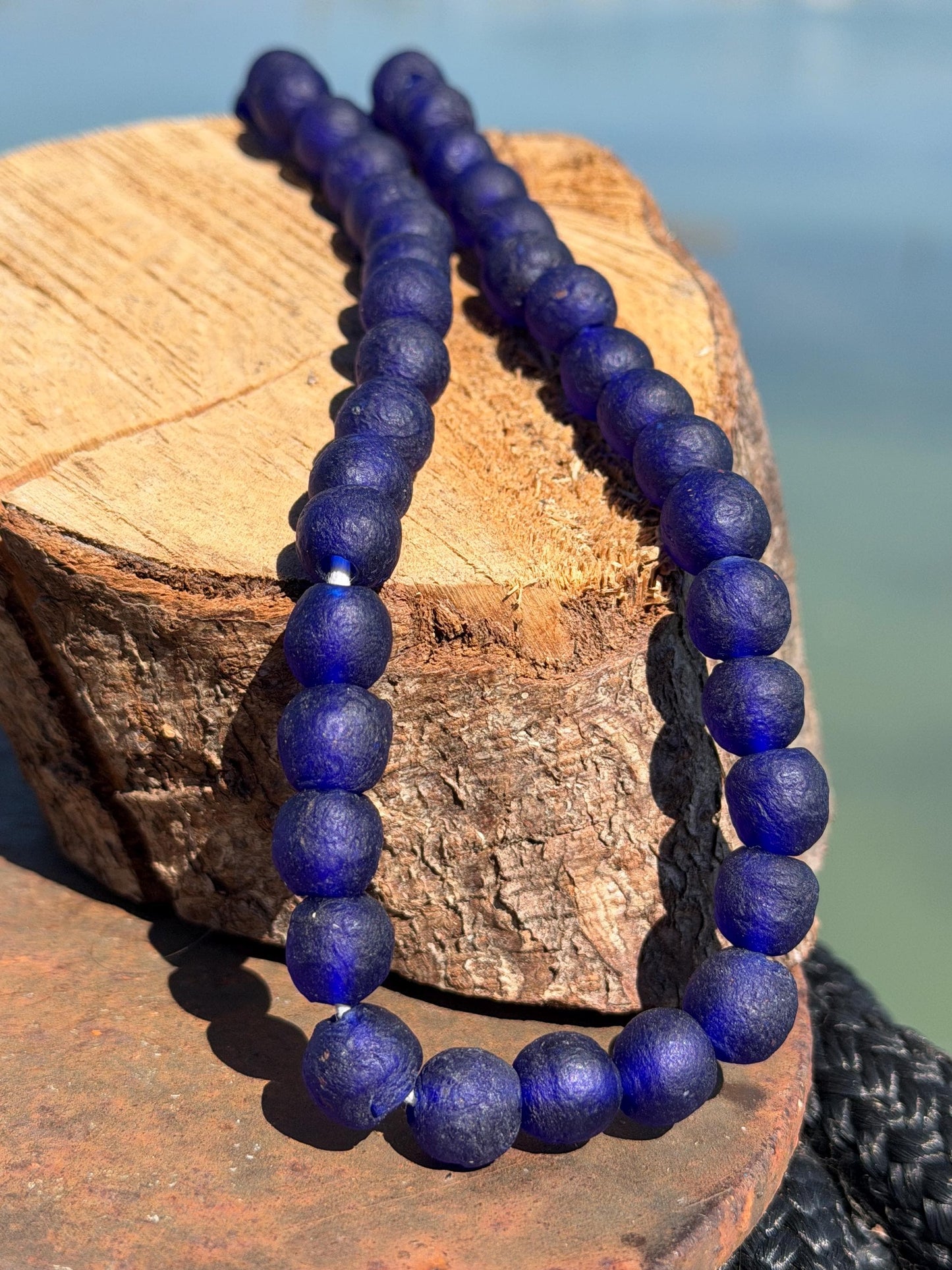 Fabulous bright blue handmade bead necklace. Eco friendly jewellery. Ethical and sustainable gift. Large statement necklace. Big necklace.