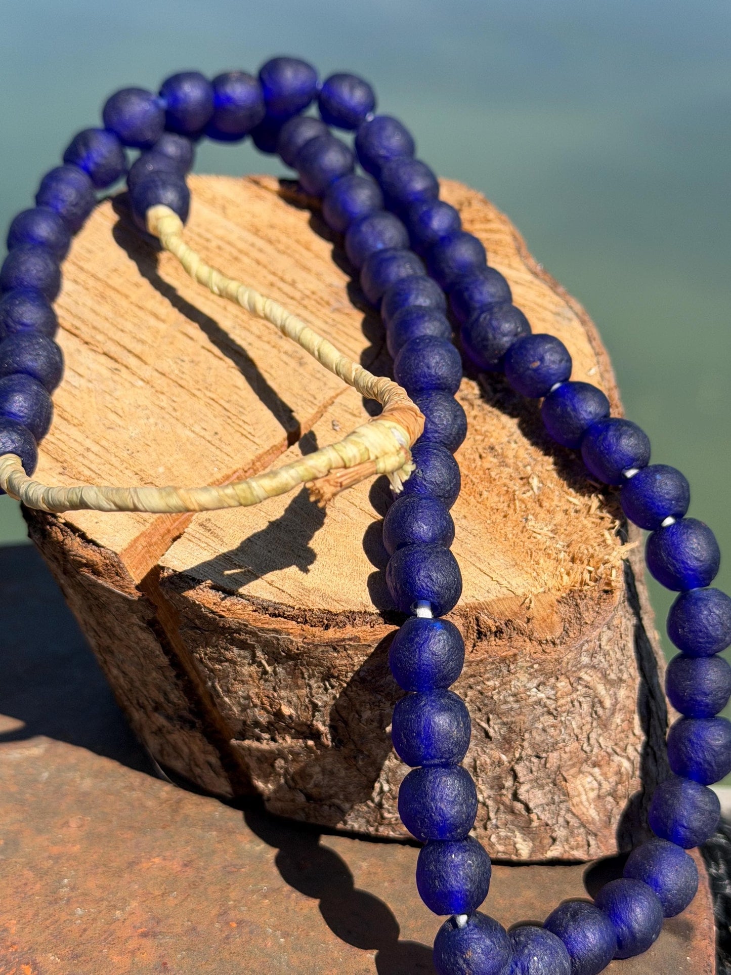 Fabulous bright blue handmade bead necklace. Eco friendly jewellery. Ethical and sustainable gift. Large statement necklace. Big necklace.