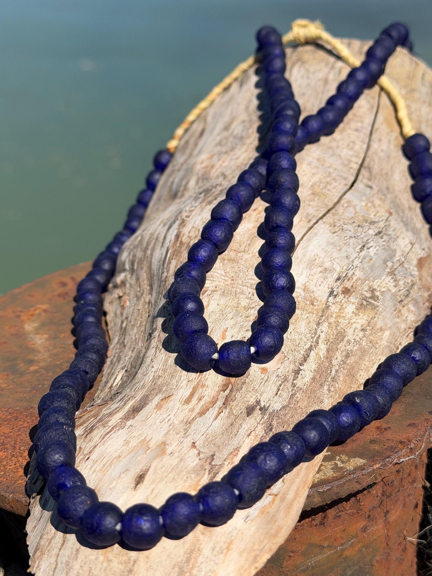 Fabulous bright blue handmade bead necklace. Eco friendly jewellery. Ethical and sustainable gift. Large statement necklace. Big necklace.