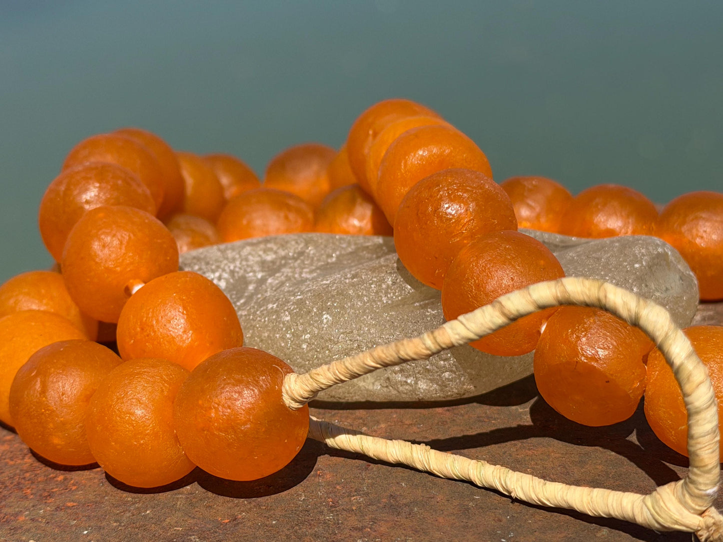 Fabulous bright orange glass necklaces. Recycled necklace, handmade necklace. Eco friendly jewellery. Ethical and sustainable gift. Large!
