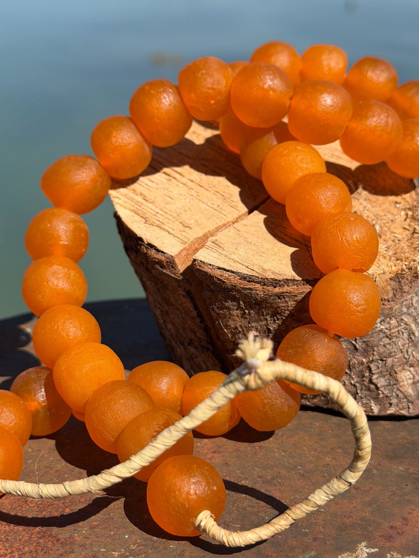 Fabulous bright orange glass necklaces. Recycled necklace, handmade necklace. Eco friendly jewellery. Ethical and sustainable gift. Large!