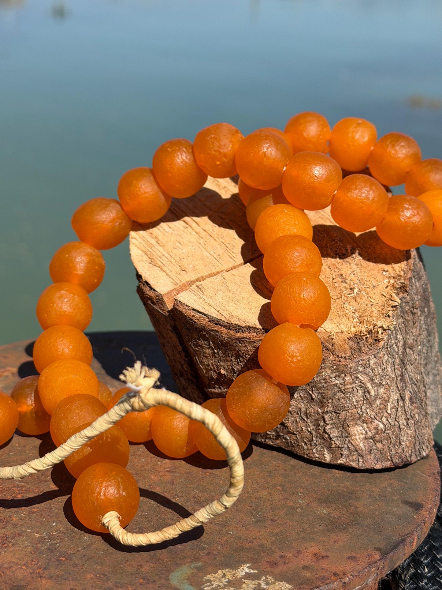 Fabulous bright orange glass necklaces. Recycled necklace, handmade necklace. Eco friendly jewellery. Ethical and sustainable gift. Large!