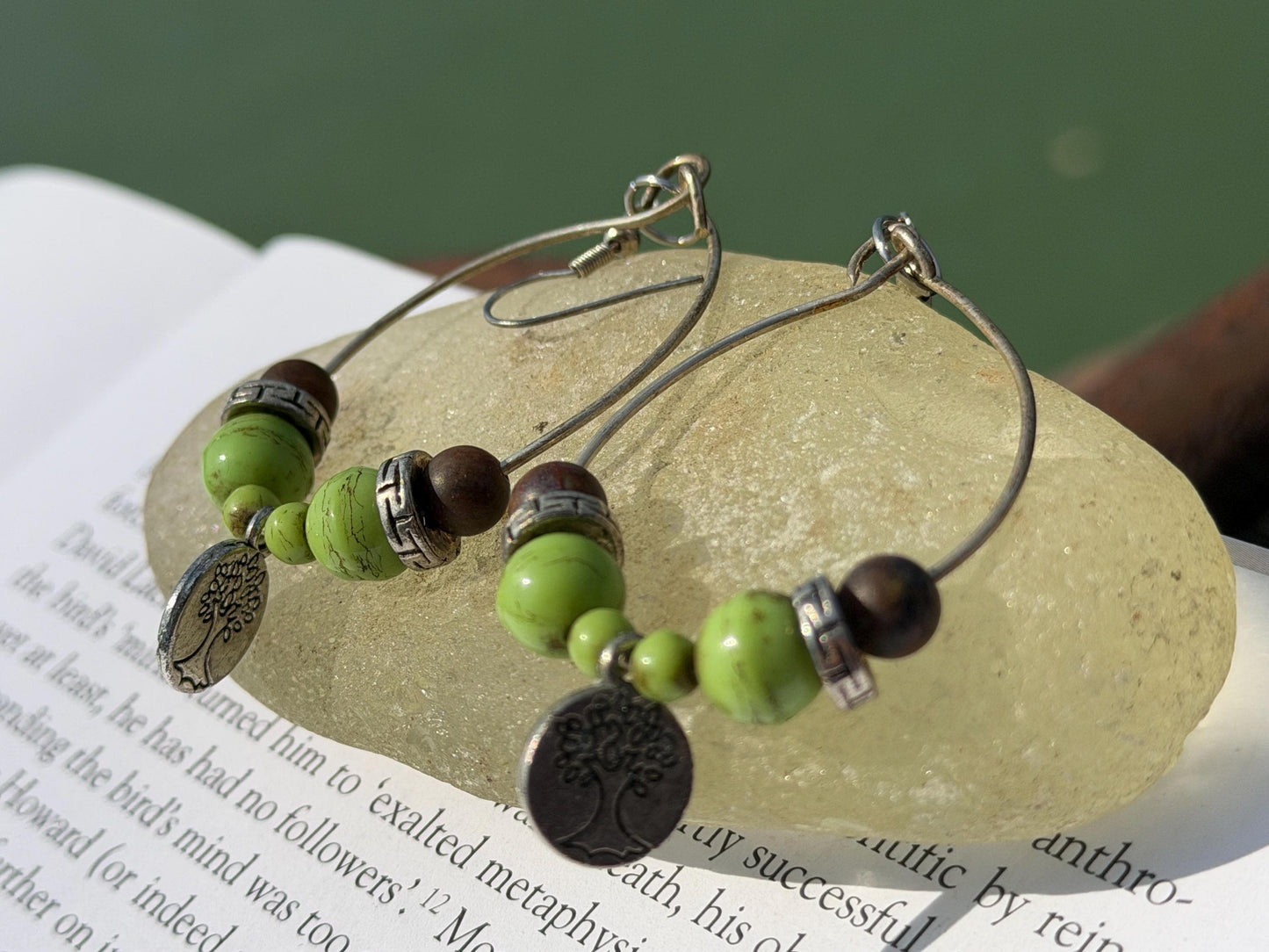 Handmade earrings, silver tree of life earrings. ethical jewellery, unique earrings, hippy handmade jewellery, eco friendly jewellery.