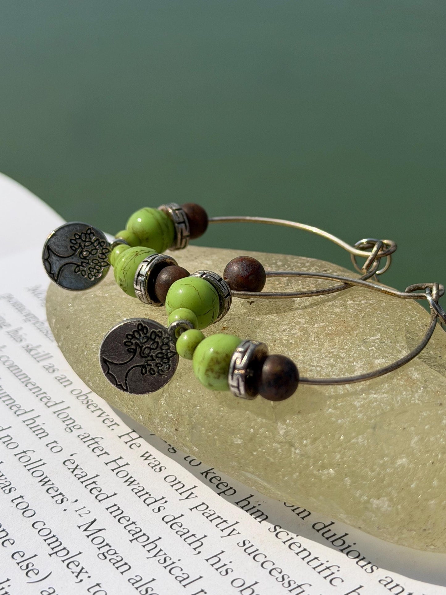 Handmade earrings, silver tree of life earrings. ethical jewellery, unique earrings, hippy handmade jewellery, eco friendly jewellery.