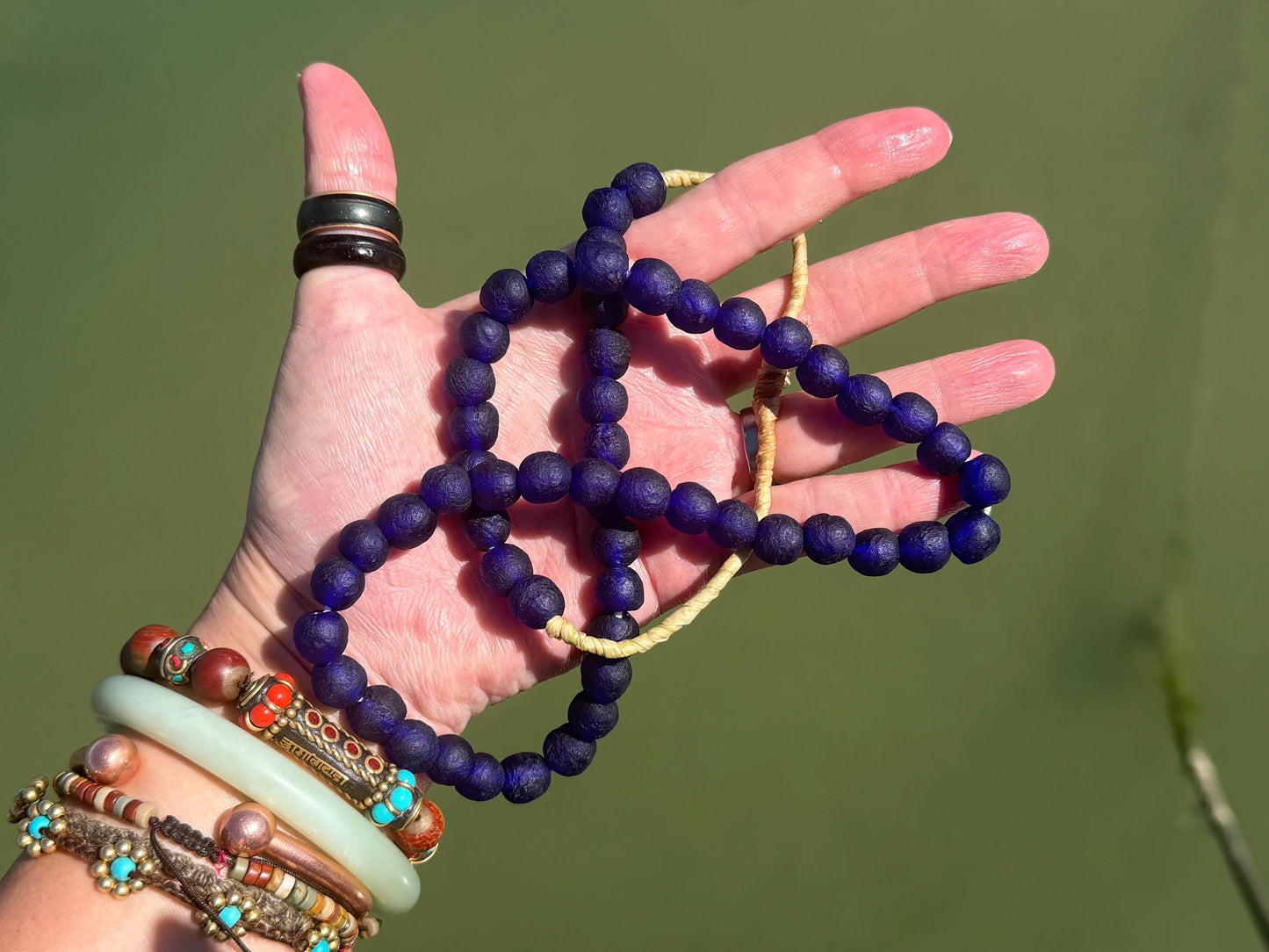 Fabulous bright blue handmade bead necklace. Eco friendly jewellery. Ethical and sustainable gift. Large statement necklace. Big necklace.