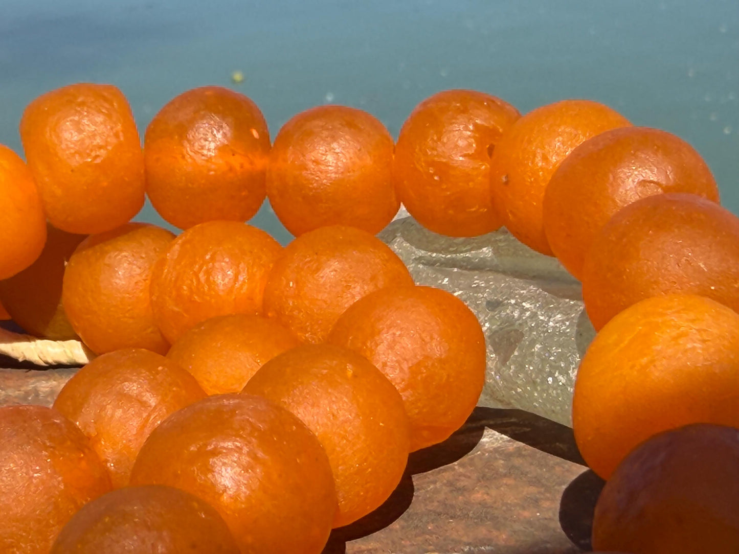 Fabulous bright orange glass necklaces. Recycled necklace, handmade necklace. Eco friendly jewellery. Ethical and sustainable gift. Large!