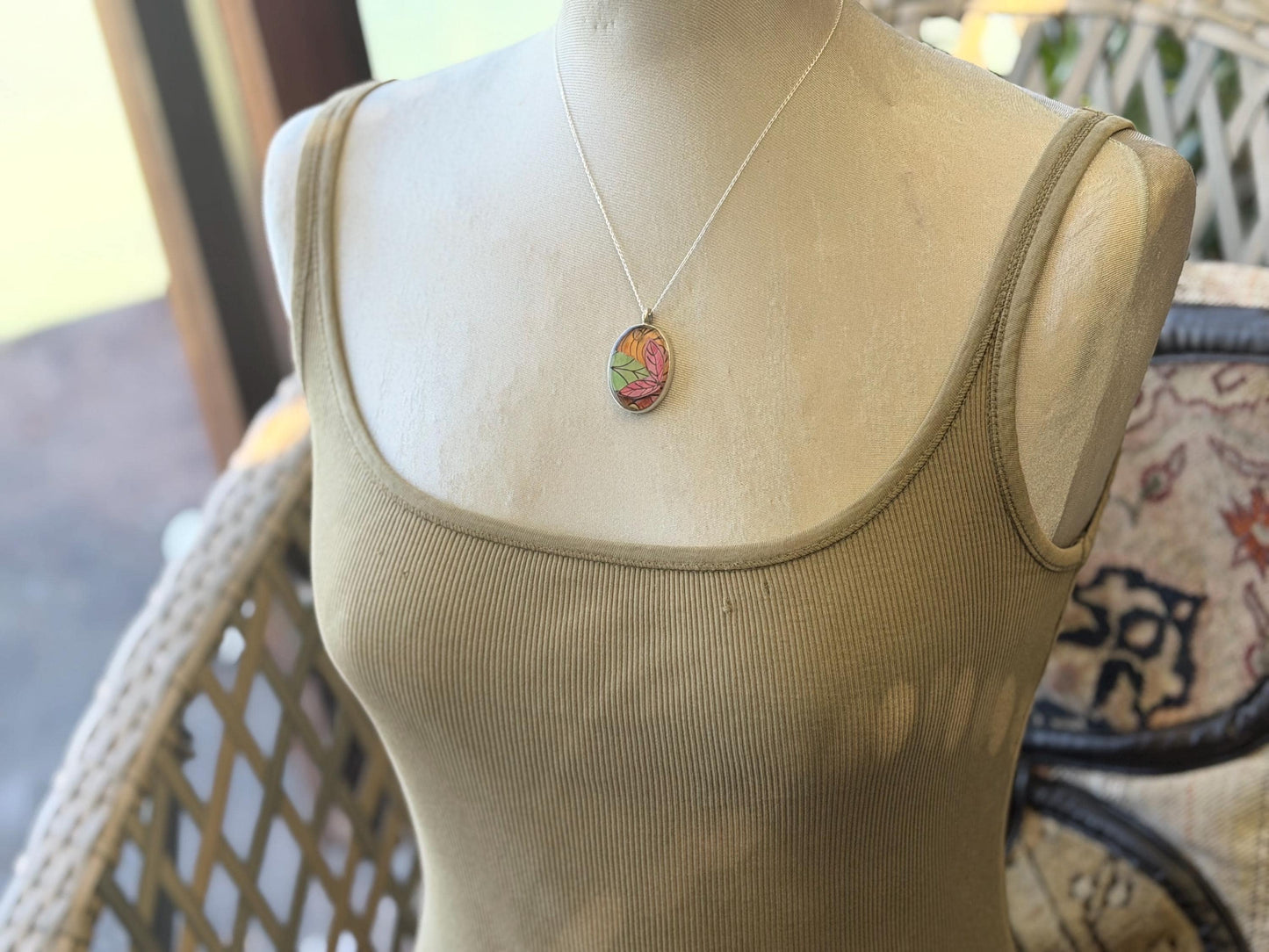 Bright joyful necklaces made with my own photos, drawings & recycled sterling silver. Eco friendly jewellery. Boho colourful pendants.