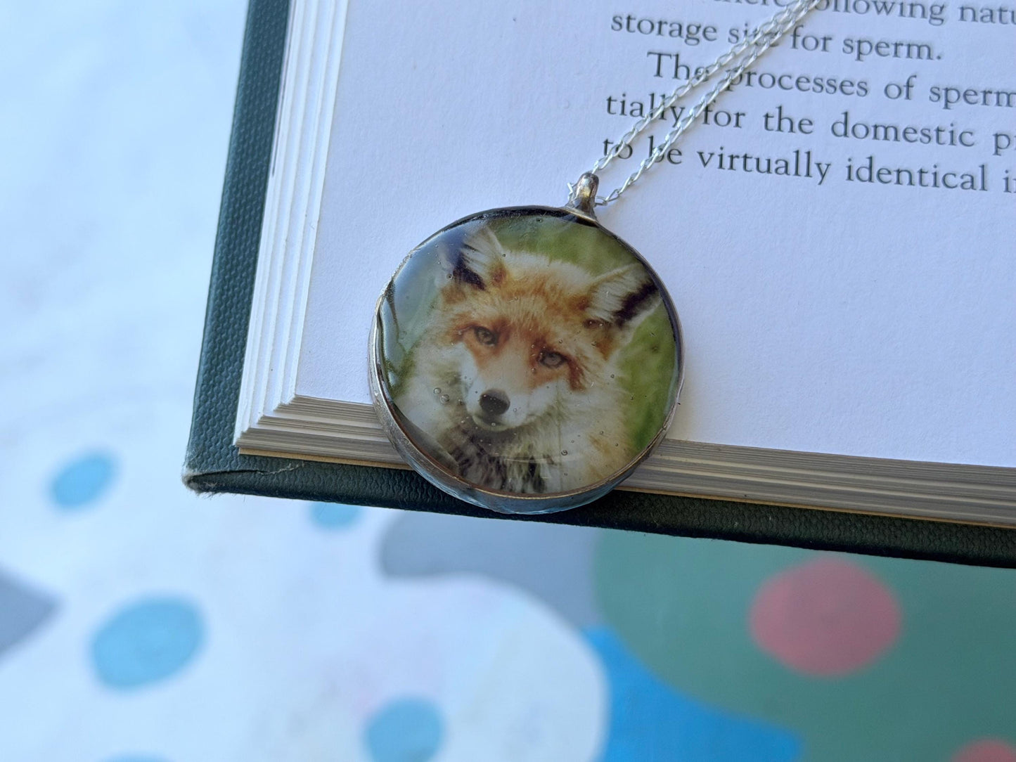 Fox necklace made with my own photo & recycled sterling silver. Eco friendly jewellery. Wildlife photography. Unique jewellery.