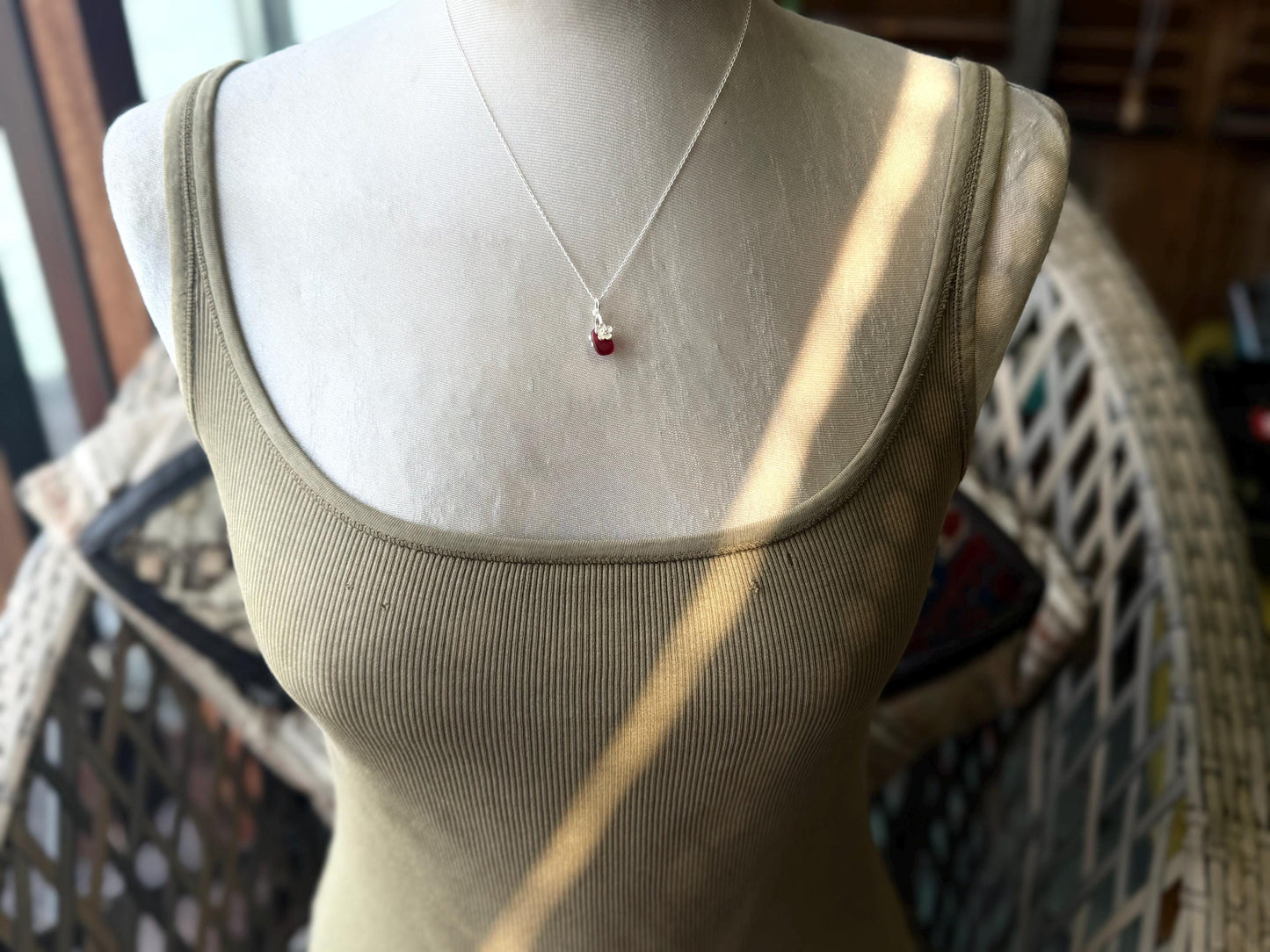 Dainty little sea glass necklace within sterling silver flowers. Recycled necklace. Ethical jewellery. Sea glass pendant. Eco friendly gifts