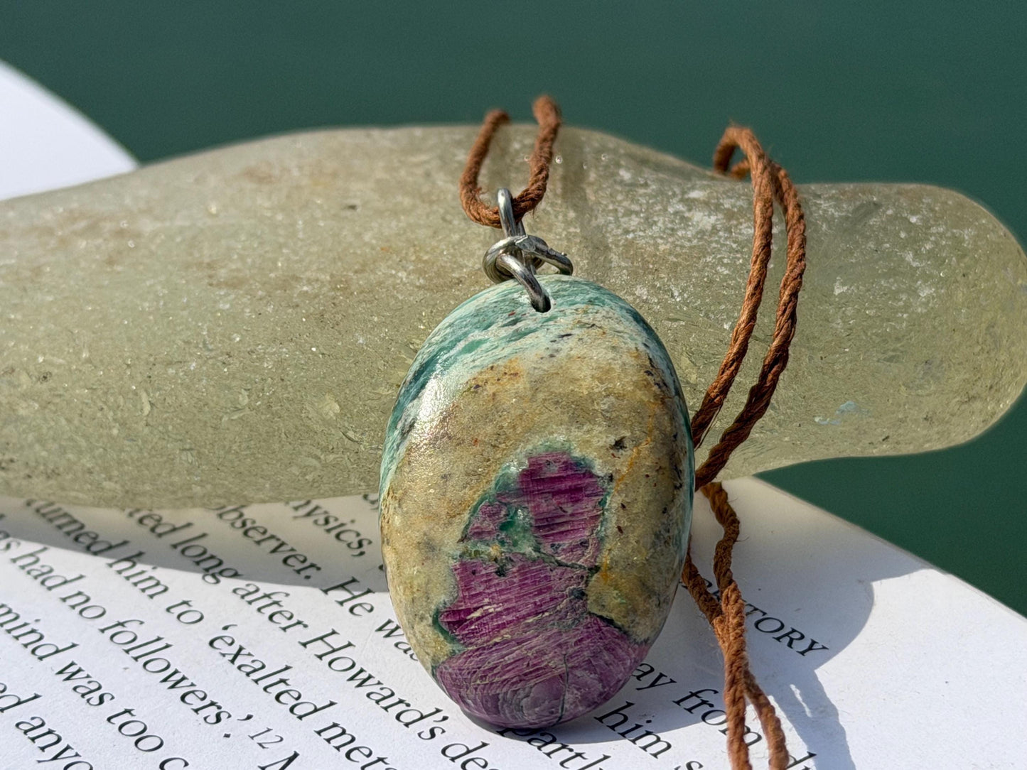 Ruby Fushsite necklace. Handmade necklace, gift for her, gift for him, unusual necklace, unique jewellery, ethical gift, ethical jewellery