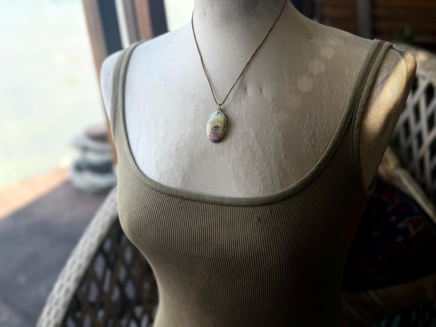 Ruby Fushsite necklace. Handmade necklace, gift for her, gift for him, unusual necklace, unique jewellery, ethical gift, ethical jewellery