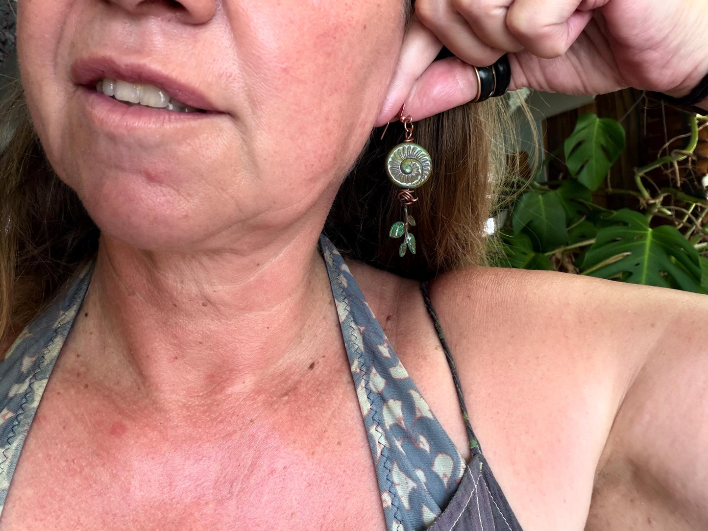Tree of life earrings. Handmade patina earrings. Rustic earrings, unusual earrings, unusual earrings green earrings. Eco friendly jewellery.
